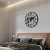 36 Inch Large Black Metal Wall Clock, Modern Silent World Map Wall Clock with Gold Pointers, Decorative for Living Room, Entryway, Dinning Room