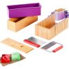 Soap Making Kit, Bamboo Cutting Box and Inner Box with Silicone Mold, Stainless Steel Straight Cutter and Wavy Cutter, 100 Bags and 105 Stickers