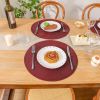 Round Placemats Set of 6 for Dining Table 15 inch Round Braided Place Mats Washable Non Slip Kitchen Table Mats, Burgundy