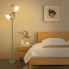 Flower Floor Lamp for Living Room, Vintage Floor Lamp with 2 LED 5W Blubs, Foot Switch, Green Standing Lamp with Acrylic Shade