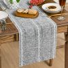 Mode Dark Grey Rustic Cotton Linen Table Runner, Seasonal Embroidered Hollow Kitchen Dining Table Decoration for Home Party Decor 13x60 Inch