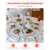 24 in Glass Lazy Susan Turntable, Tempered Glass Dining Table Centerpiece with 6 Rotating Wheels, 360° Smooth and Silent Spin Tabletop Rotating Tray