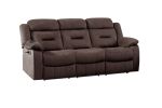 Modern Manual Sofa 1pc Pillow Arms Plush Backrest Horizontal Tufting USB Port Chocolate Finish Primary Living Room Furniture