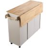Kitchen Island Cart with Solid Wood Top, 45.3" Width Mobile Carts with Storage Cabinet, Rolling Kitchen Table with Spice Rack, Towel Rack