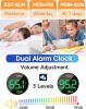 Modern Curved Cute Digital Alarm Clock,Colorful Led Display,Adjustable Volume,Weekday/Weekend Mode,Simple Clock for Bedrooms Bedside