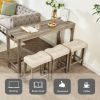 4-Piece Bar Table Set with Power Outlet, Dining Bar Table and Chairs Set,Bar Table Set with 3 Padded Stools for Living Room, Dining Room, Game Room