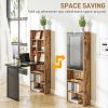 Fold-out Convertible Home Office Desk, Computer Desk with Blackboard and Side Shelf, Rustic Brown