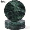 4pcs Marble Coaster Set- Heat-Resistant Stone Coasters with& Marble Design, 4" Round Coasters for Coffee Table, Home Bar Decor, Gift Choice0/