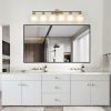 39" Modern 6-Light Vanity Wall Sconce, Golden Finish with Frosted Glass Shades for Bathroom or Hallway Lighting (No Bulbs)