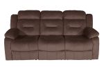 Modern Manual Sofa 1pc Pillow Arms Plush Backrest Horizontal Tufting USB Port Chocolate Finish Primary Living Room Furniture