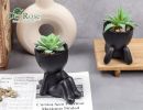 Set of 2 Fake Plants Artificial Succulent Plants for Office Desk Accessories Black Bathroom Home Room Aesthetic Decor Indoor