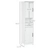 Slim Bathroom Storage Cabinet, Tall Linen Tower with Open Shelf, Drawer, Recessed Doors & Adjustable Shelves, White