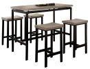5 Pc Counter Height Table Set Two Tone Design Black Gray Dining Chairs Sturdy Metal Construction PVC Table Top Dining Room Furniture