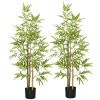 2-Pack 4ft Indoor Artificial Bamboo Plant with Pot Fake Greenery for Home Office Living Room Decor