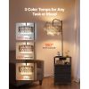 Floor Lamp with Table, 2-Tier End Table with 2 Drawers and 3 Color Temperature LED Bulb