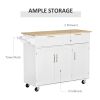 Rolling Kitchen Island, Kitchen Cart on Wheels with 2 Storage Drawers, 3 Door Cabinets and Towel Rack for Dining Room (White, 3-Doors)