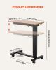 Overbed Table, Mobile Bed Side Table with 4 Wheels, Electric Lifting with Upgrade Button, Rolling Laptop Desk with Cup Holder