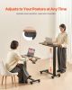 Overbed Table, Mobile Bed Side Table with 4 Wheels, Electric Lifting with Upgrade Button, Rolling Laptop Desk with Cup Holder