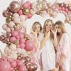 Blush Pink Rose Gold Balloon Arch Kit - 144 PCs Dusty Light Pink Nude Rose Gold Metallic Gold Confetti Balloons for Girls Women Birthday Bridal Shower