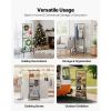 Grid Wall Panel, 1.9 x 5.4 ft Wire Grid Panels Display Rack, Movable Art Display Shelf with Wheels and 10 Hooks