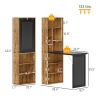 Fold-out Convertible Home Office Desk, Computer Desk with Blackboard and Side Shelf, Rustic Brown