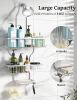Never Rust Shower Organizer - Aluminum Over The Head Caddy with 10 Hooks for Razor/Sponge - Rack with Soap Basket - Silver