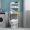 3-Tier Space-Saving Toilet Storage Rack – Metal Over-the-Tank Organizer with Toilet Paper Holder & Hooks, Easy No-Drill Assembly