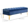 Blue Button Tufted Upholstered Bench - End of Bed Shoe Entryway Storage Bench for Living Room Bedroom - Modern Furniture Decor
