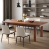 63-Inch Executive Desk, Large Office Computer Desk with  Wood Legs, Simple Farmhouse Study Writing Desk Workstatio