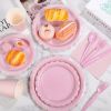 175 Pcs Pink Plates and Napkins