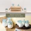 Blue Artificial Succulent in Pots (White Ceramic, 4 Pot Set) Fake Plants for Indoors, Office Decor Blue Christmas for Women