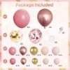 Blush Pink Rose Gold Balloon Arch Kit - 144 PCs Dusty Light Pink Nude Rose Gold Metallic Gold Confetti Balloons for Girls Women Birthday Bridal Shower