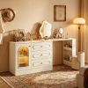 360° Rotatable Makeup Desk Vanity Desk with 3 Drawers without Mirror for Bedroom Home Office Furniture