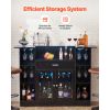 Home Bar Unit, Wine Bar Cabinet Table 4-Tier with Storage Drawer Shelves, Wine Glass Holder, Bottle Rack, LED Light