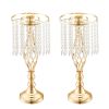 12PCS 49cm/19.3' Tall Crystal Wedding Flower Stand, Metal Wedding Centerpiece Vase