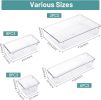 25 PCS Clear Plastic Drawer Organizer Set, 4 Sizes Desk Drawer Divider Organizers and Storage Bins for Makeup, Jewelry, Gadgets for Kitchen, Bedroom