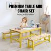Kids Table and Bench Set, Toddler Table and Chair Set of 3, Wood Activity Table for Art, Craft, Reading, Learning