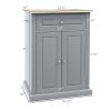 Gray Kitchen Cart, Rolling Island with Drawer, Adjustable Shelf & 2 Towel Racks