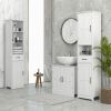 Slim Bathroom Storage Cabinet, Tall Linen Tower with Open Shelf, Drawer, Recessed Doors & Adjustable Shelves, White
