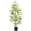 4ft Indoor Artificial Bamboo Plant with Pot Fake Greenery for Home Office Living Room Decor