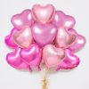 Rose Gold, Deep Red & Deep Pink Heart Balloons, 12Pcs 18-Inch Heart-Shaped Foil Balloons for Wedding, Baby Shower, Birthday, Anniversary