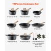 19 Piece Pots and Pans Set, Granite Nonstick Cookware Set, Induction Cookwares, Kitchen RV Cooking Sets with Frying, Sauce, Saute, Tempered Glass Lids