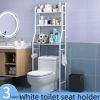 3-Tier Space-Saving Toilet Storage Rack – Metal Over-the-Tank Organizer with Toilet Paper Holder & Hooks, Easy No-Drill Assembly