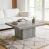 Square Coffee Table, Center Table with 1.6" Thick Tabletop, Gray Wood Grain