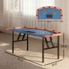 Poker Table Foldable, 72" Portable Casino Blackjack Table for 8 Players with Felt Surface, Cup Holders, Blue