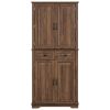 71" Tall Kitchen Pantry Cabinet with 3 Pull Out Cabinet Organizers, Farmhouse Embossed Texture Storage Cabinet with 6 Door Shelves, 2 Drawers