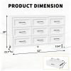 9 Drawer Dresser for Bedroom, Metal Profile Chest of Drawers, White Bedroom Dresser with Storage Drawers for Closet, Hallway, Entryway