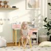 Kids Study Desk with Storage, Kids Desk and Chair Set for Bedroom & Study Room, Girls Boys Aged 3-8 Years, Pink