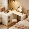 360° Rotatable Makeup Desk Vanity Desk with 3 Drawers without Mirror for Bedroom Home Office Furniture