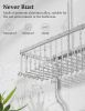 Never Rust Shower Organizer - Aluminum Over The Head Caddy with 10 Hooks for Razor/Sponge - Rack with Soap Basket - Silver